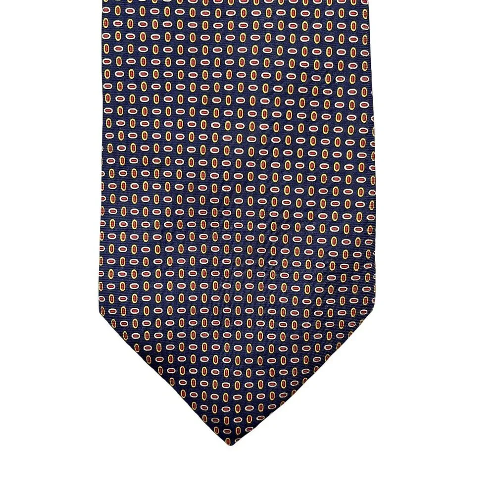 Brooks Brothers Silk Tie Geometric Navy & Red‎ - Made in the USA Vintage
